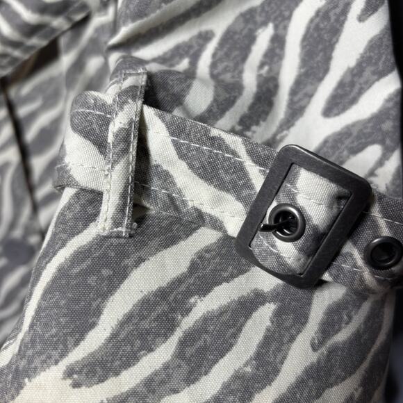 Relativity Short Trench Coat S Gray Zebra Print Belted Statement Retro Glam Chic - Picture 3 of 8